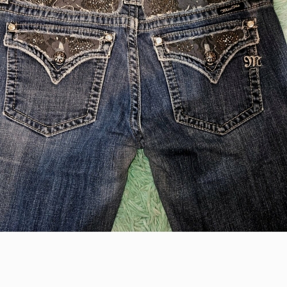 MISS ME Lace Embellished Flap Pocket Blue Boot Cut Stretch Jeans JP5002-12L - Picture 13 of 14